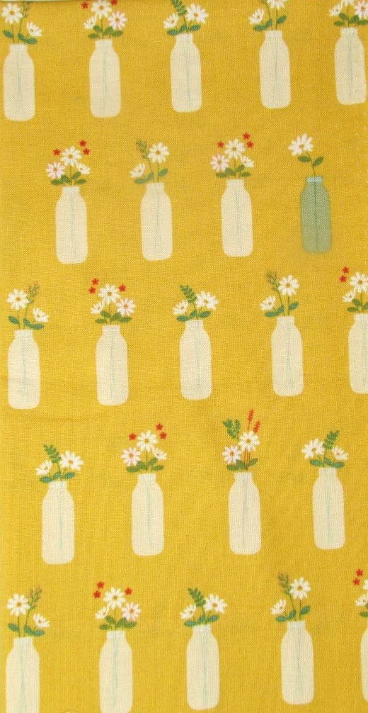 Riley Blake Sweet Acres Vintage Milk Vases in Mustard Yellow