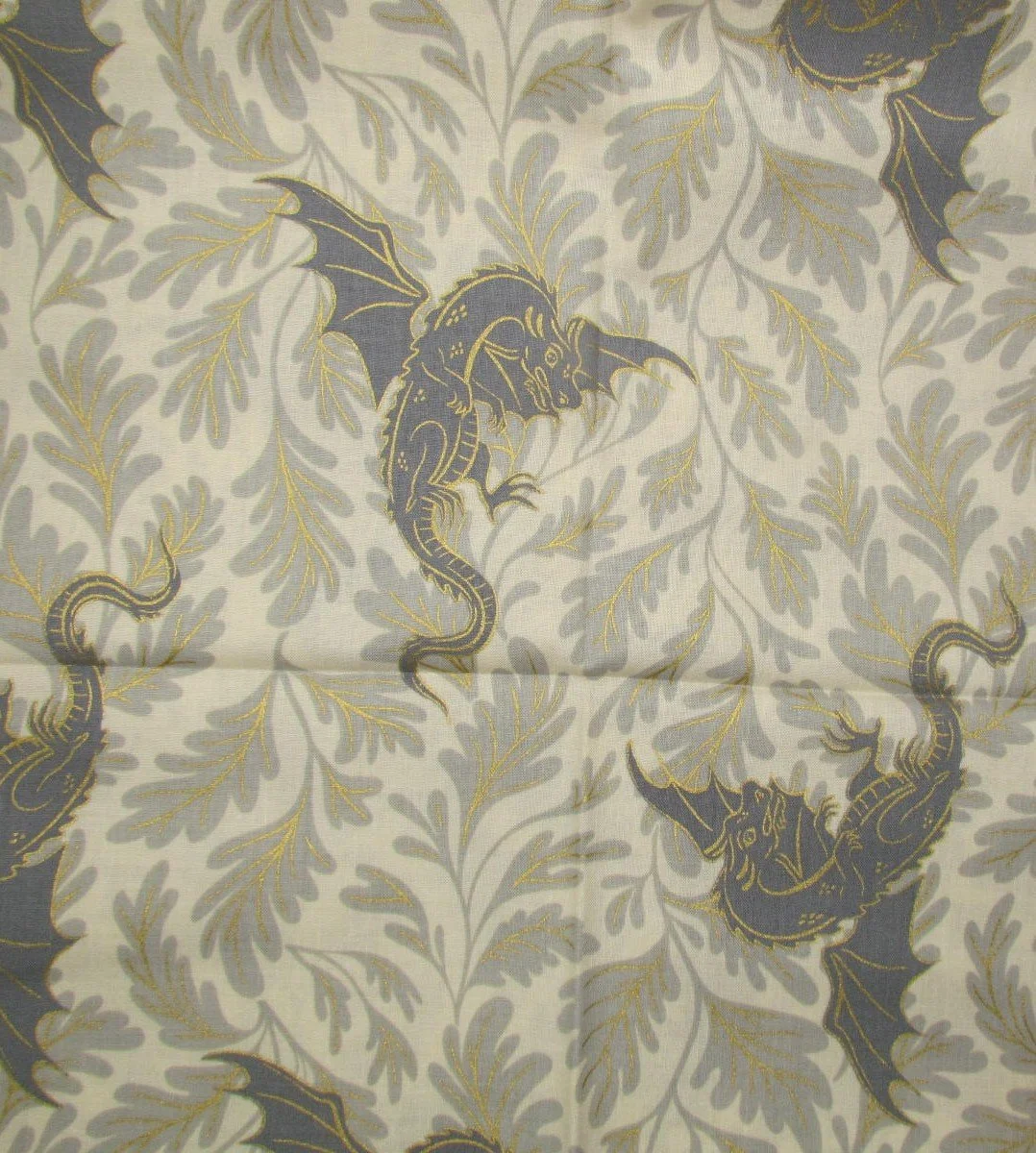 Ruby Star Fireglow Gray Dragons on Gray and Cream Background, Gilded