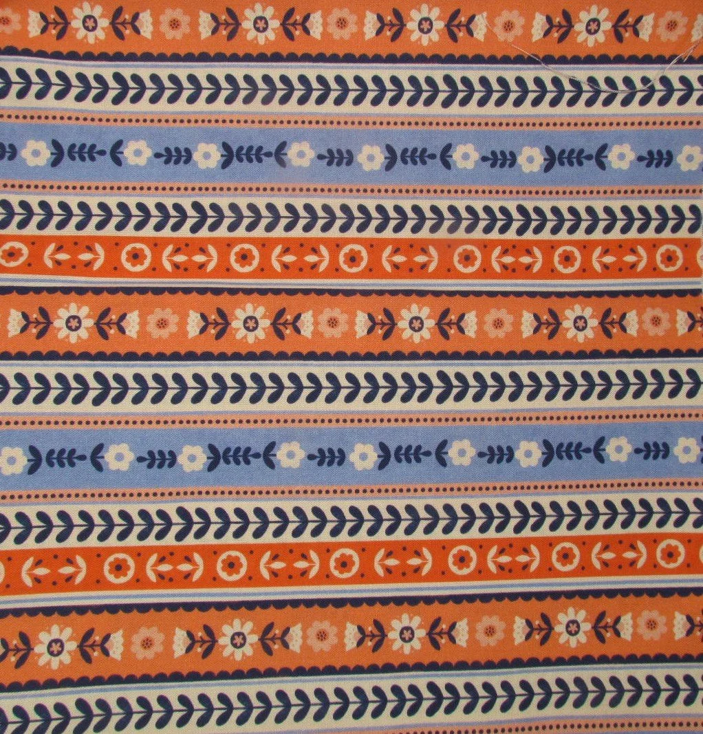Windham Folky Chicken Cobalt Ribbon Stripe