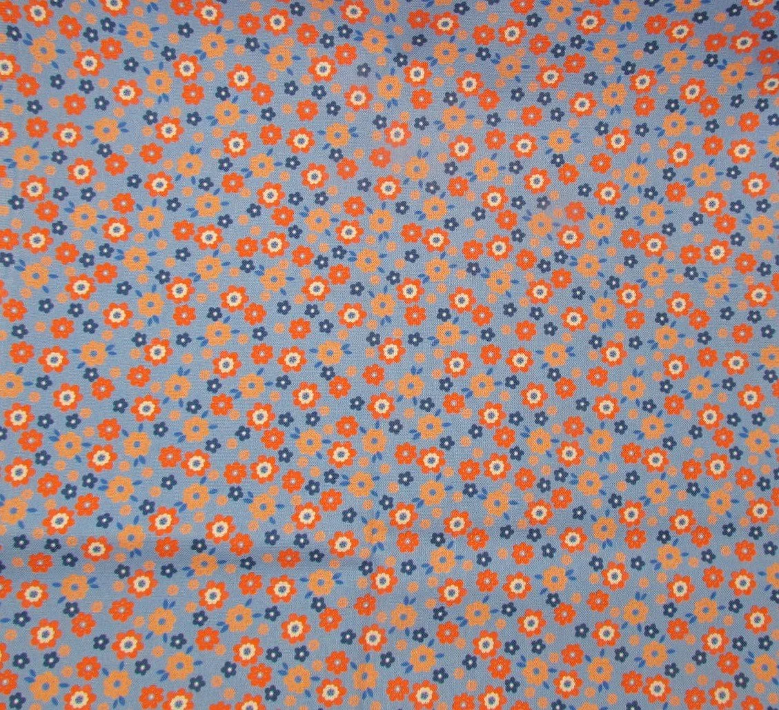 Windham Folky Chicken Cobalt Mod Ditzy Yardage