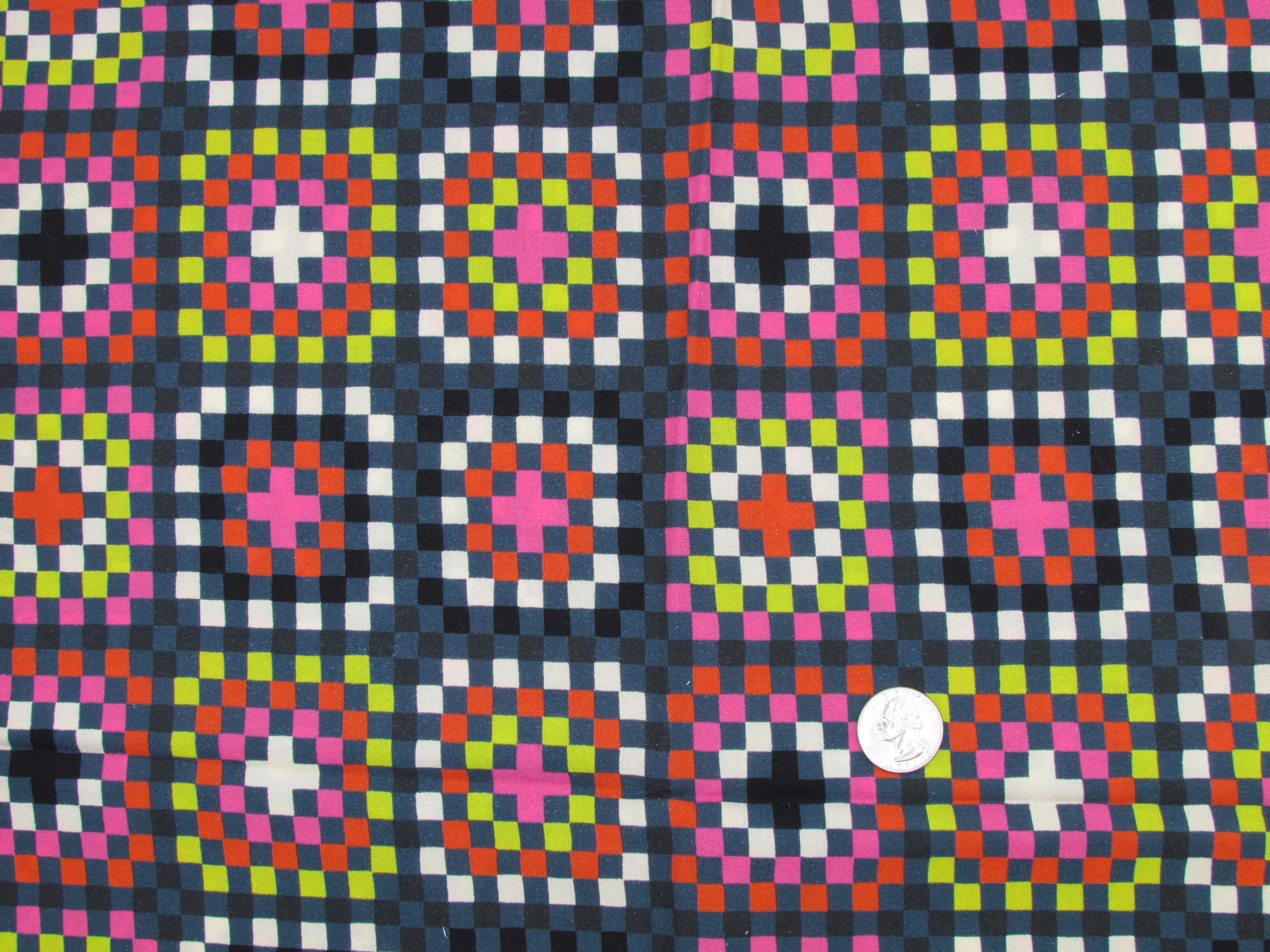 Ruby Star Granny Square Rayon Fabric in Black