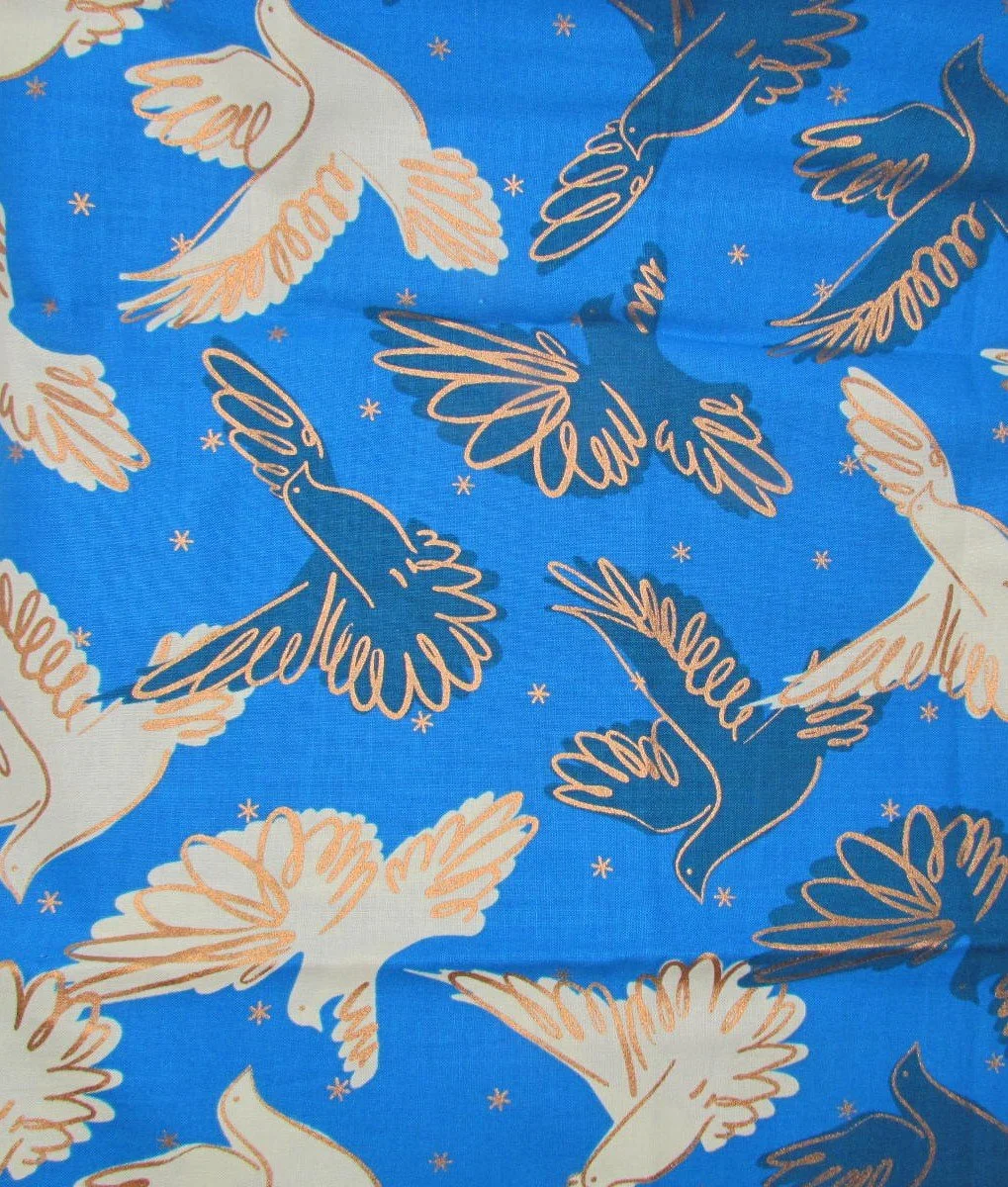 Ruby Star Rise Gilded Gold Doves in Blue and White