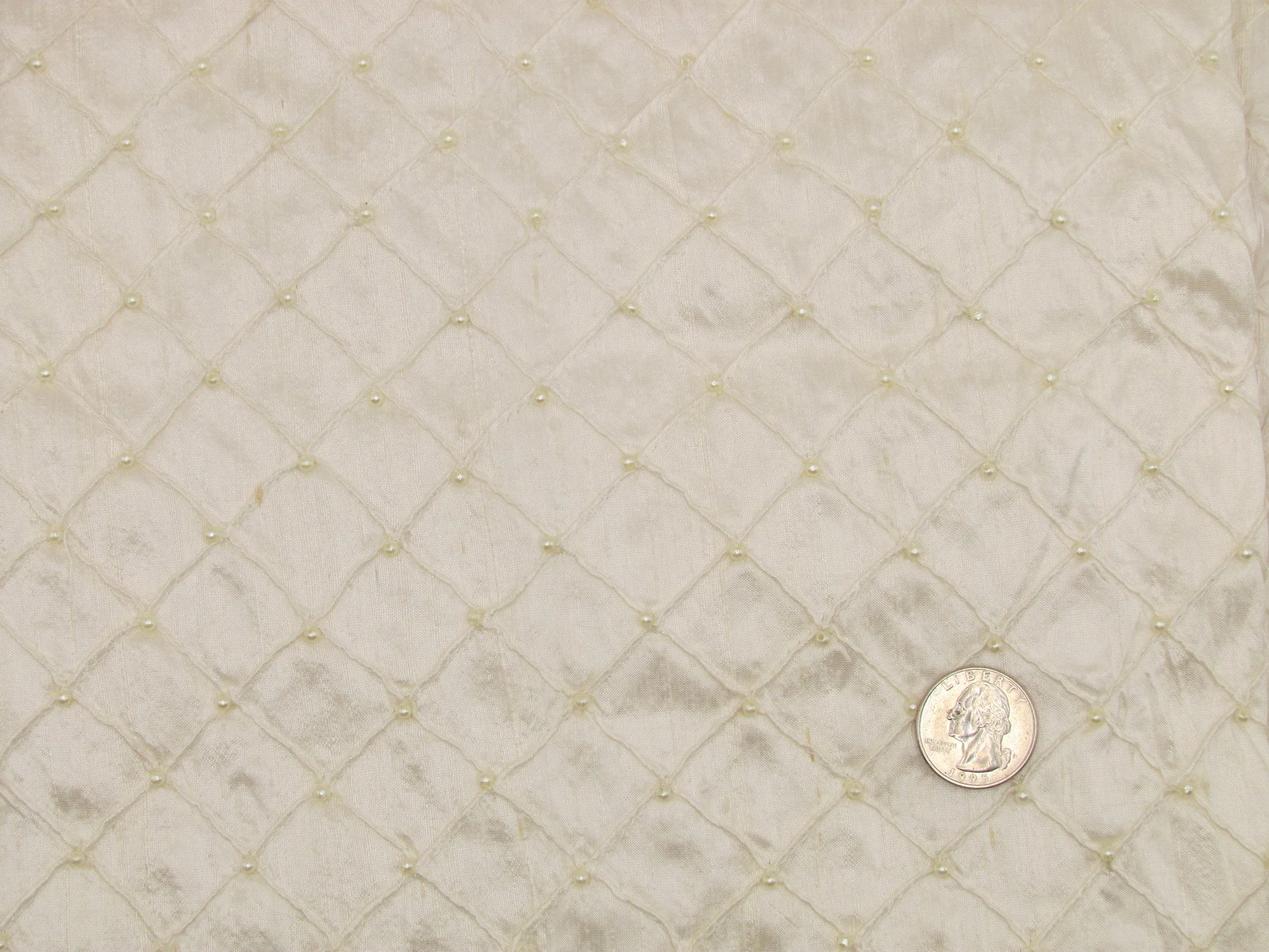 Ivory Pintuck Silk with Pearl Accents