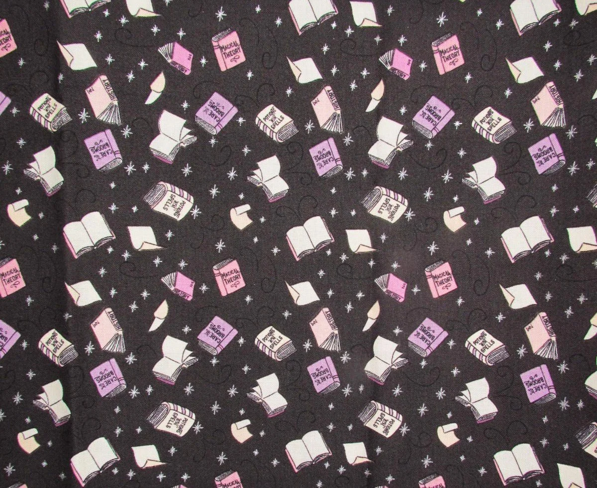 Riley Blake Spooky School Collection with Books, Black Colorway