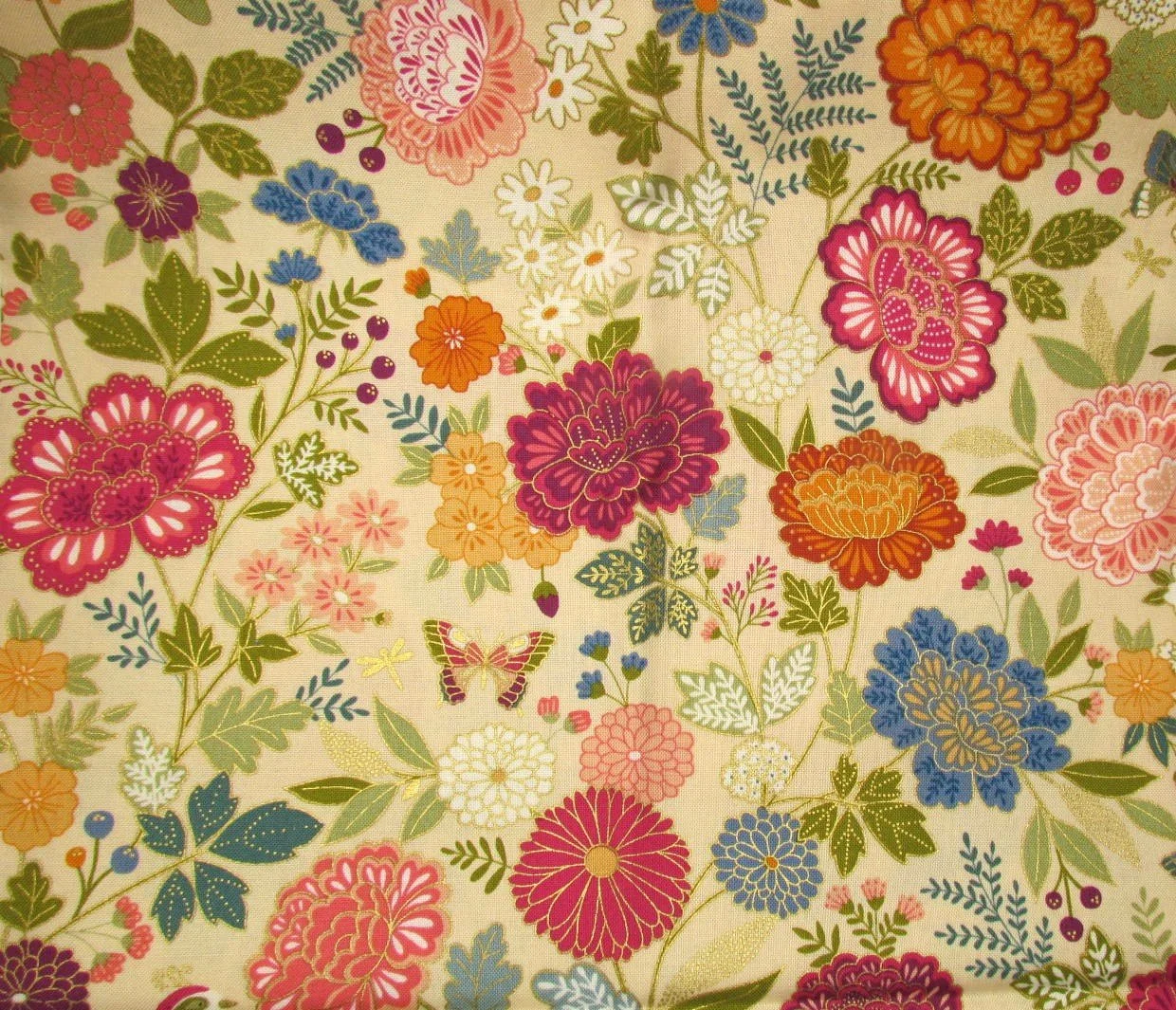 Makower UK Luxe Large Floral Gilded on Cream
