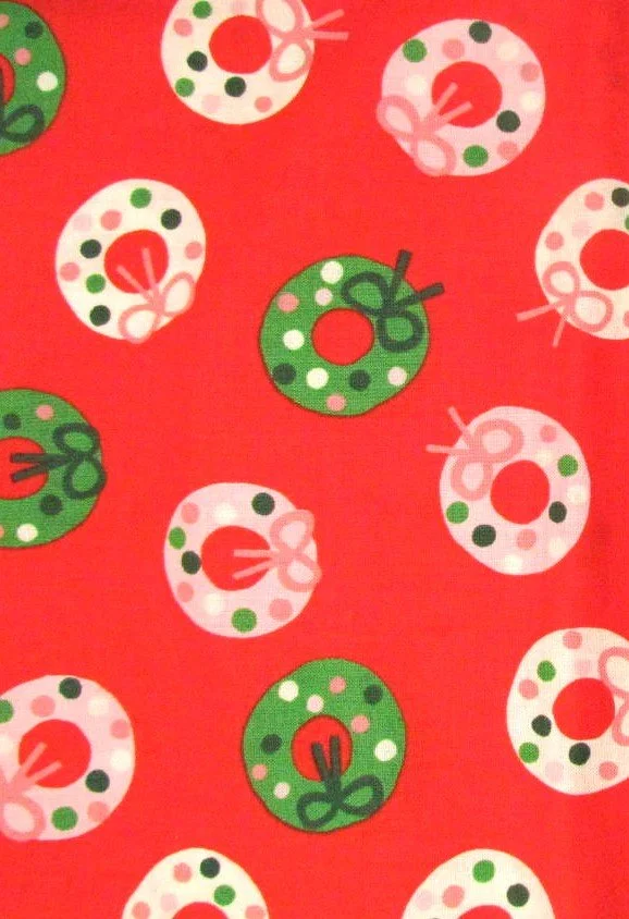 Ruby Star Society Merry Happy Red Background with Wreaths