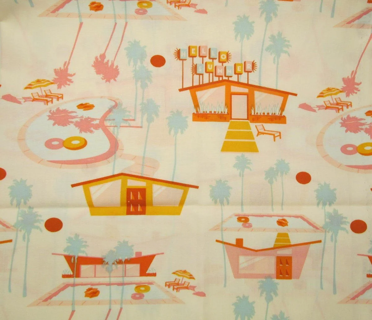 Art Gallery Sunburst Mid Century Modern Motels on Cream