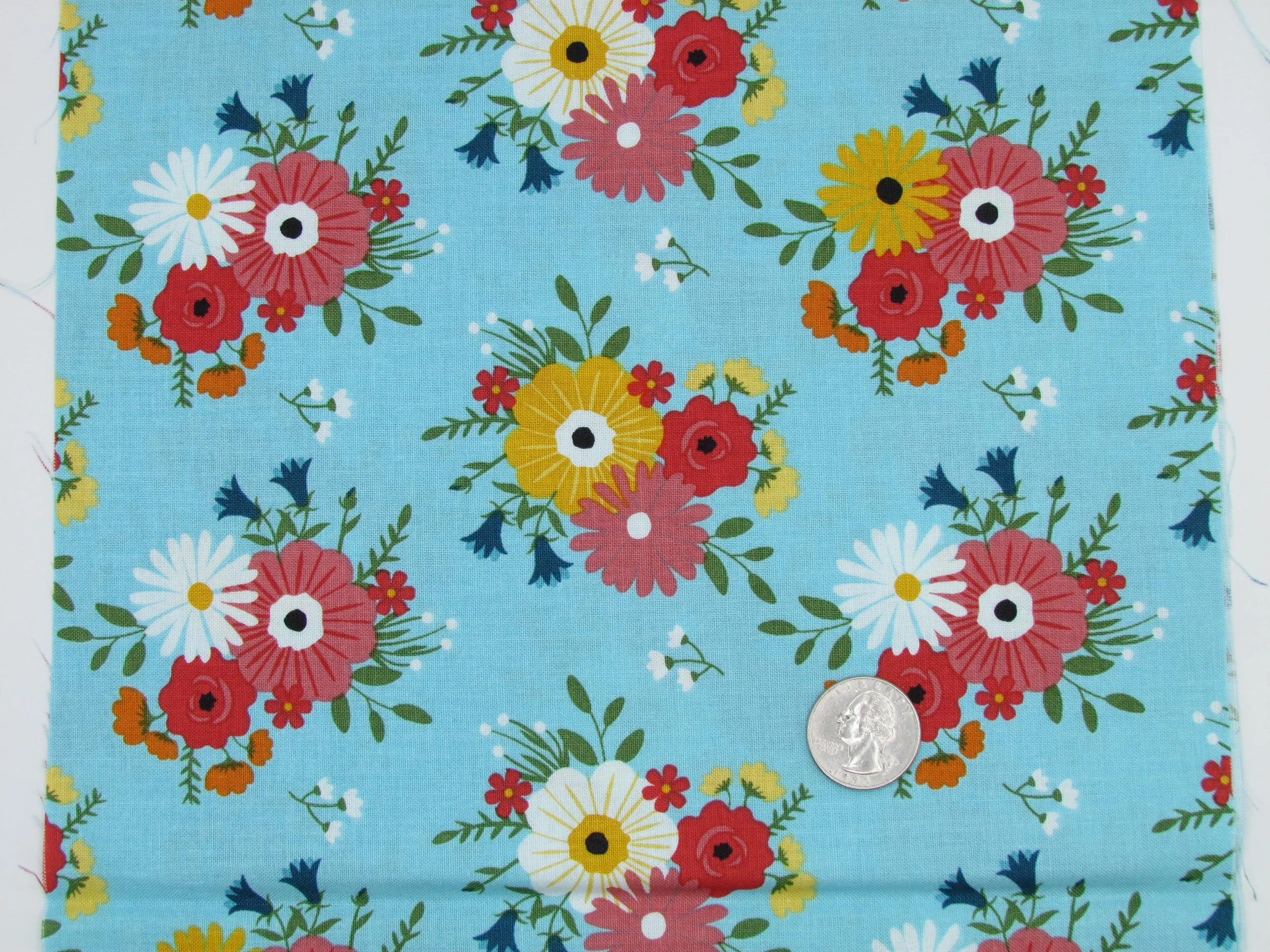 Riley Blake Gone Glamping Bouquets in Aqua