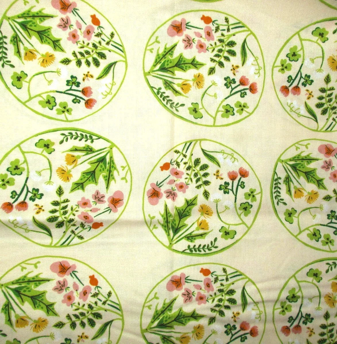 Heather Ross Studio Edit Floral Wreaths in Cream