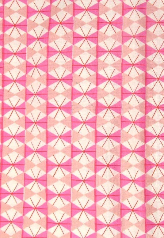 Ruby Merry Happy, Pink and White MCM Geometric