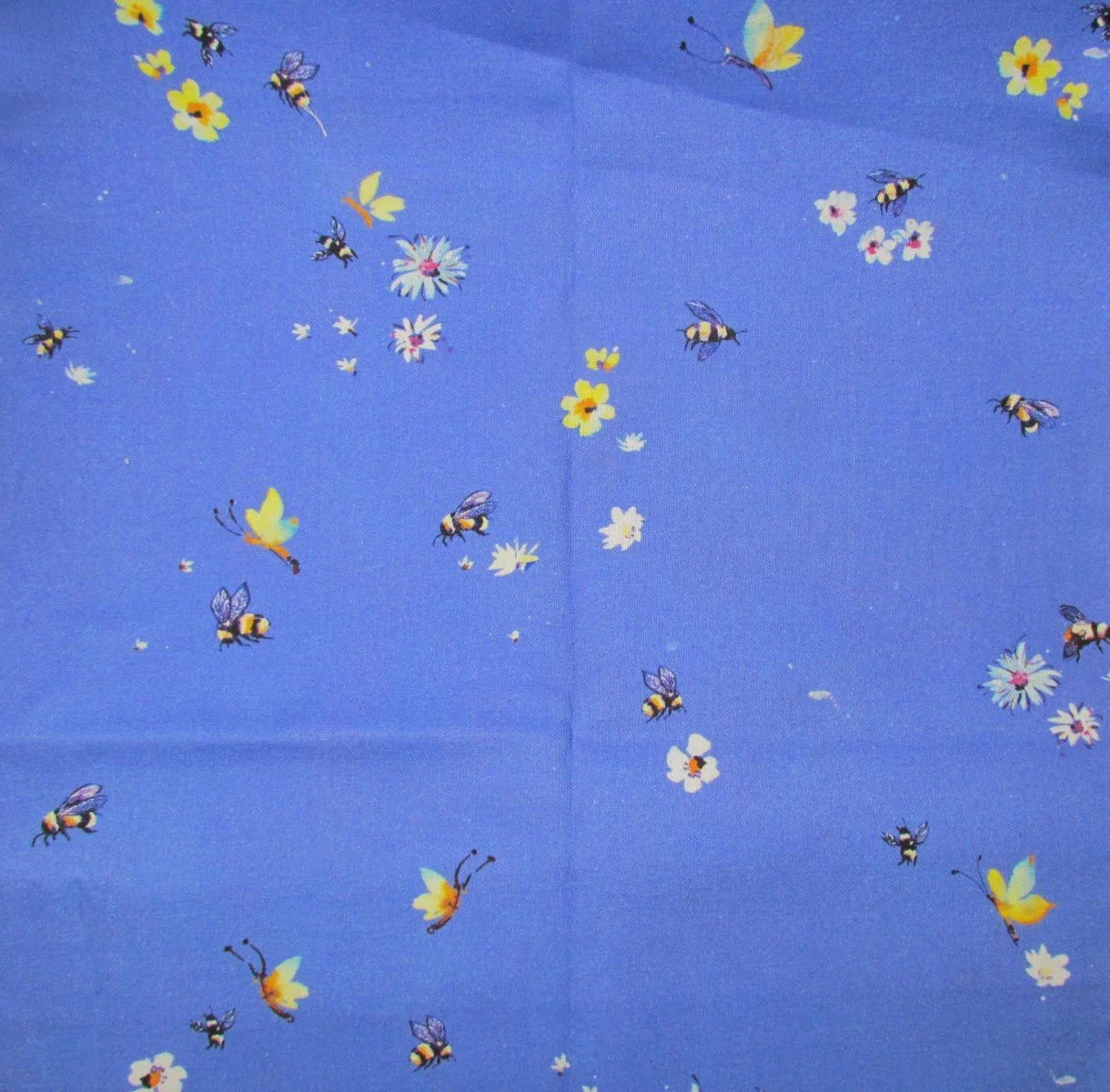 Robert Kaufman Bee Free Featuring Bees and Butterflies on Blue