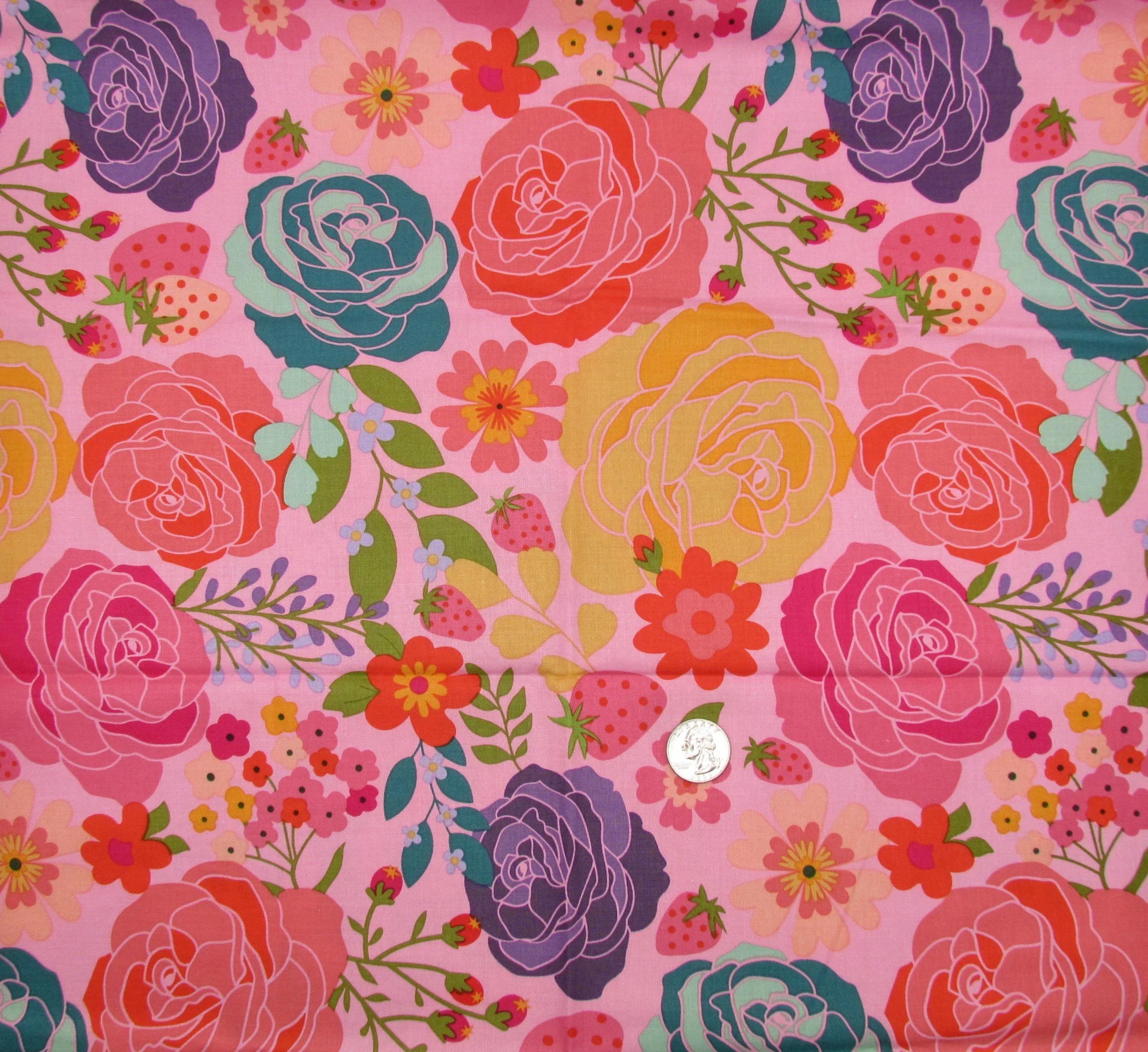 Poppie Cotton Calico Cowgirls Texas Rose in Pink