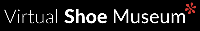 Logo of the Virtual Shoe Museum with black background and white text