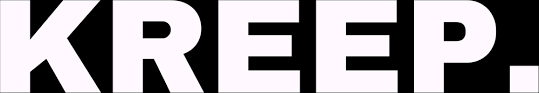Close-up of the word 'KREEP' in bold, white uppercase letters on a black background.