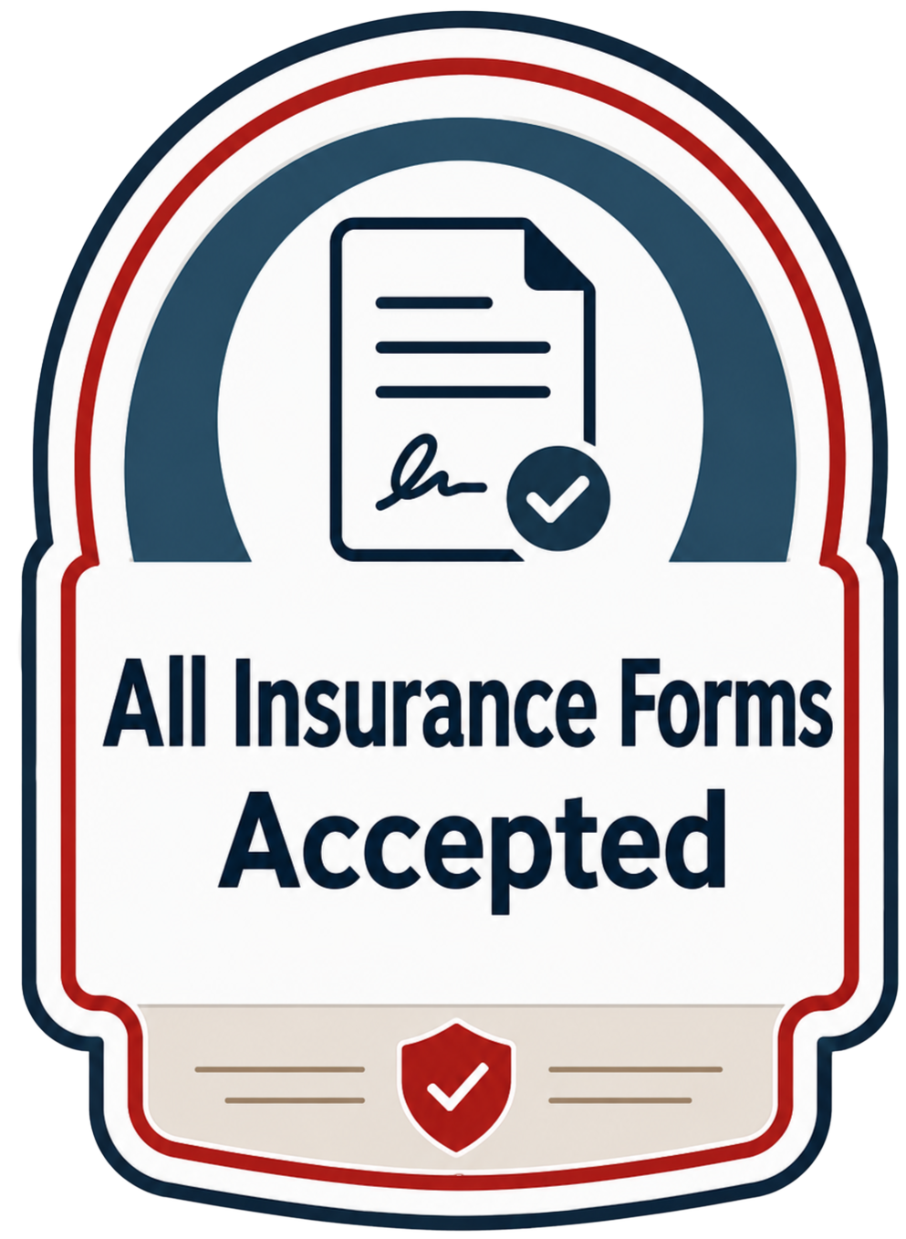 A special badge icon that has the name "All Insurance Forms Accepted" and informs the visitor to consider that A1 Grab Bar Installers Accepts All Insurance Forms.