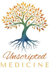 Unscripted Medicine Logo with tree of life representing comprehensive health for lifetime wellness