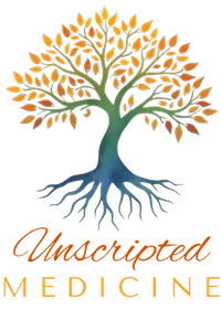 Unscripted Medicine Logo with tree of life representing comprehensive health for lifetime wellness