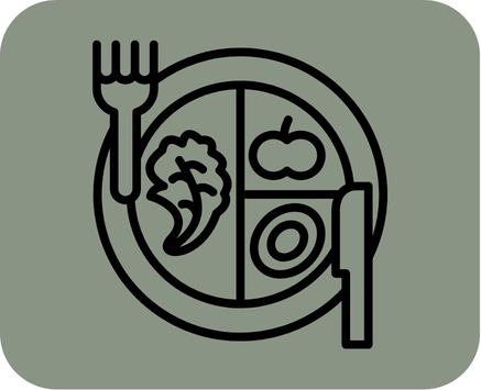 Simplified plate with healthy food