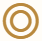 A gold-colored coin with a circular design and a symbol in the center