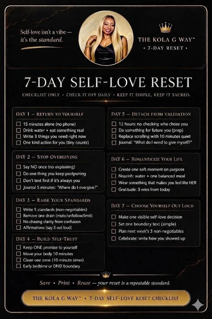 Kola G Way 7-Day Self-Love Reset Checklist