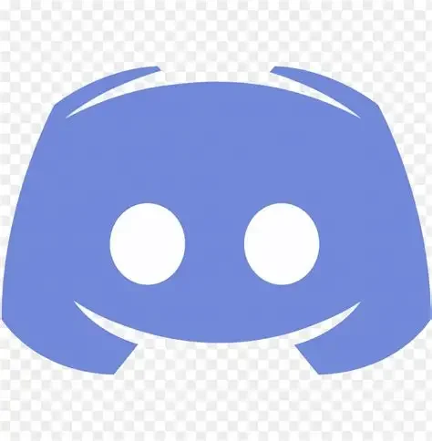 Blue Discord logo with two eyes and a smile.