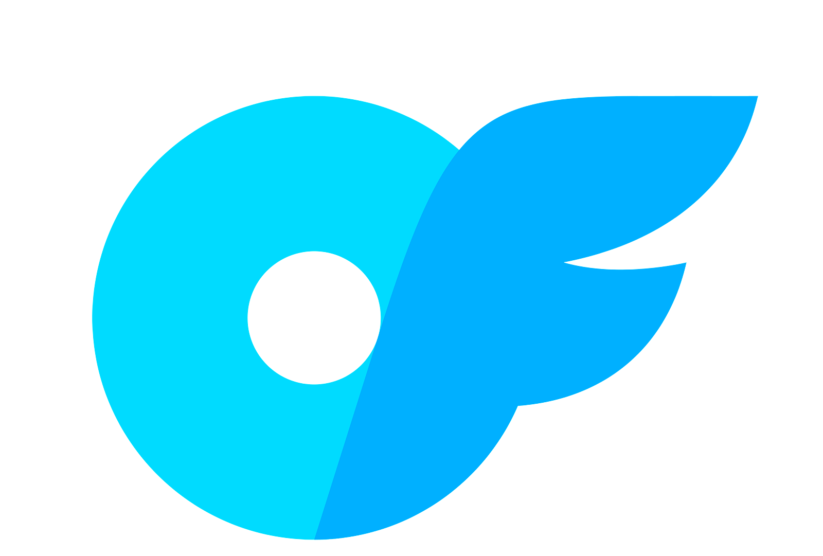 A stylized light blue Twitter bird logo with a circular eye and a cut-out wing pointing to the right on a white background.