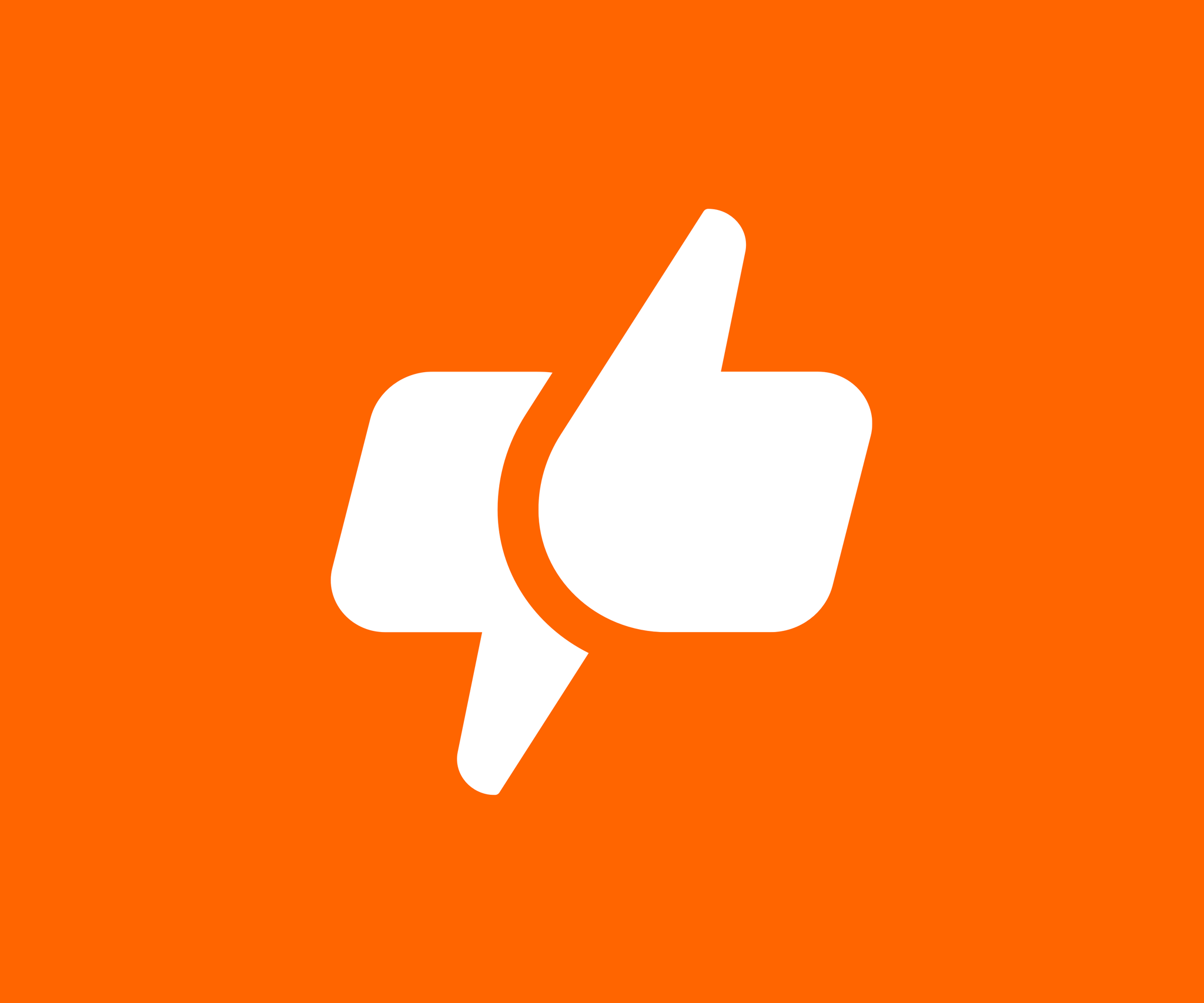 White hand giving a thumbs up gesture on an orange background.