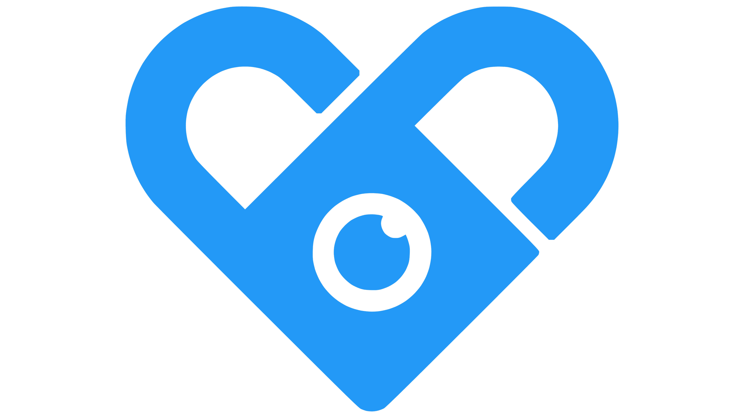 A blue heart with a black check mark and a small circle inside the heart.