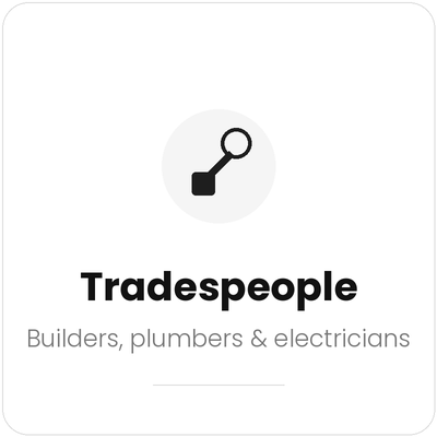 Tradespeople icon representing builders, plumbers, electricians, and other skilled trades services.