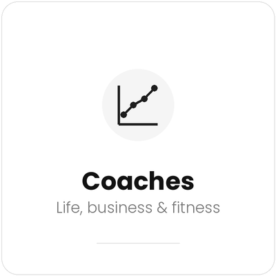 Line graph icon representing life coaches, business coaches, fitness coaches, and personal development services.