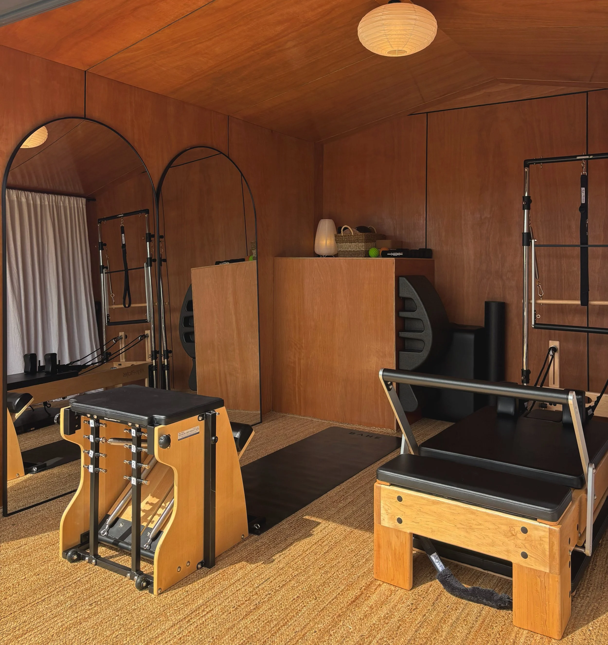 Private Pilates studio in Dalyellup, Bunbury with Pilates reformer, tower, chair and studio equipment.