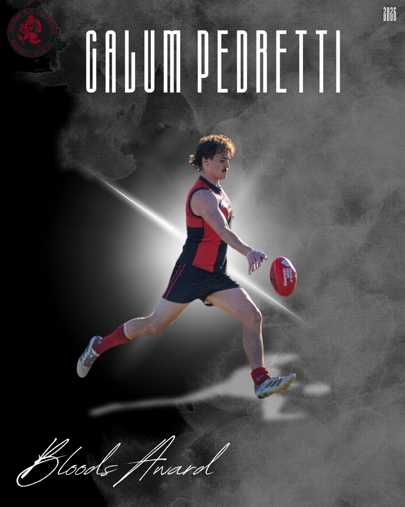 Congratulations to Calum Pedretti, who won the bloods award for 2026.

Cal was a strong leader within the group this season, consistently putting the team first and stepping up whenever he was needed. He played across the ground in multiple roles, sh