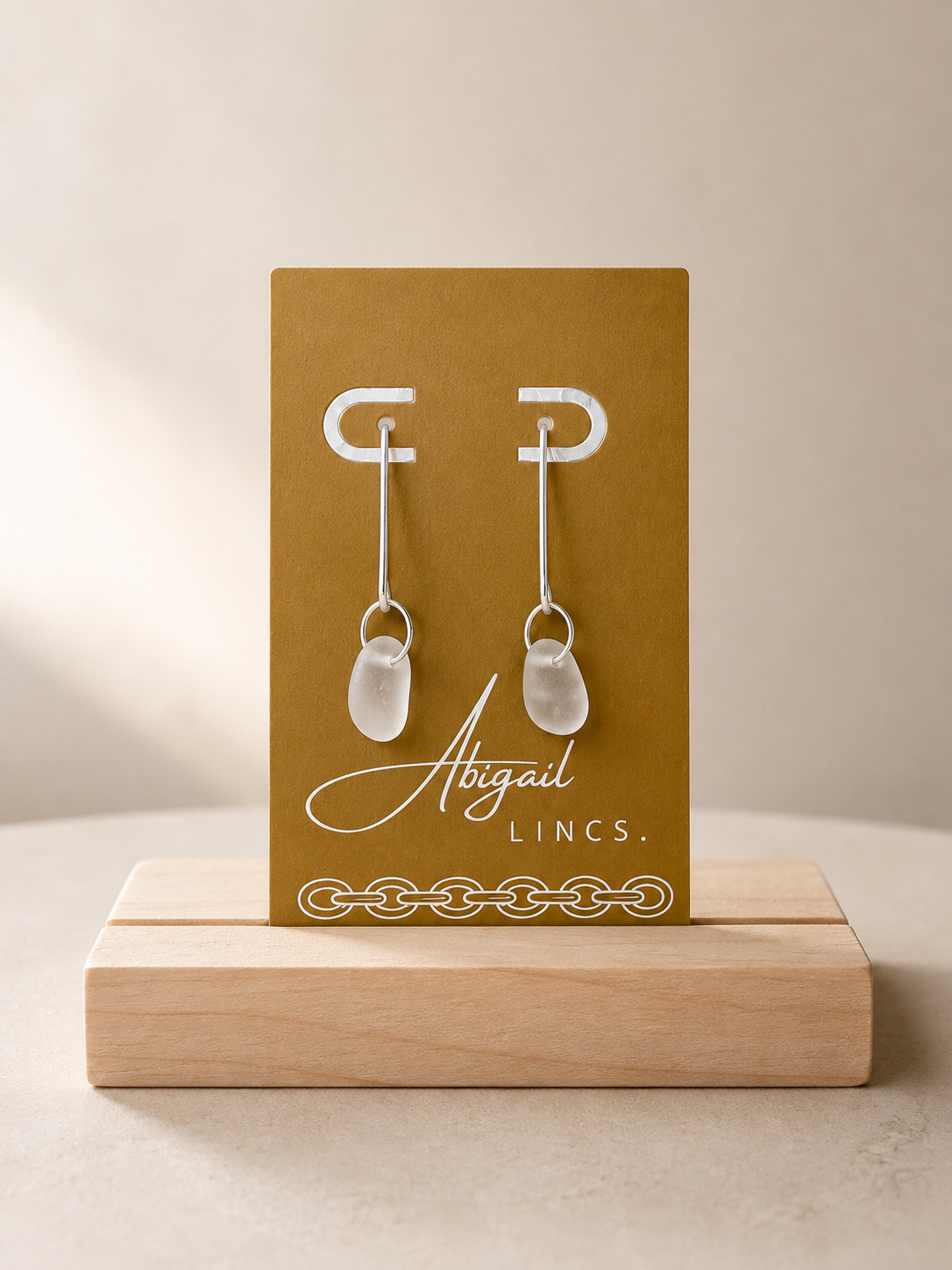 Cyprus Sea Glass V-Shaped Earrings