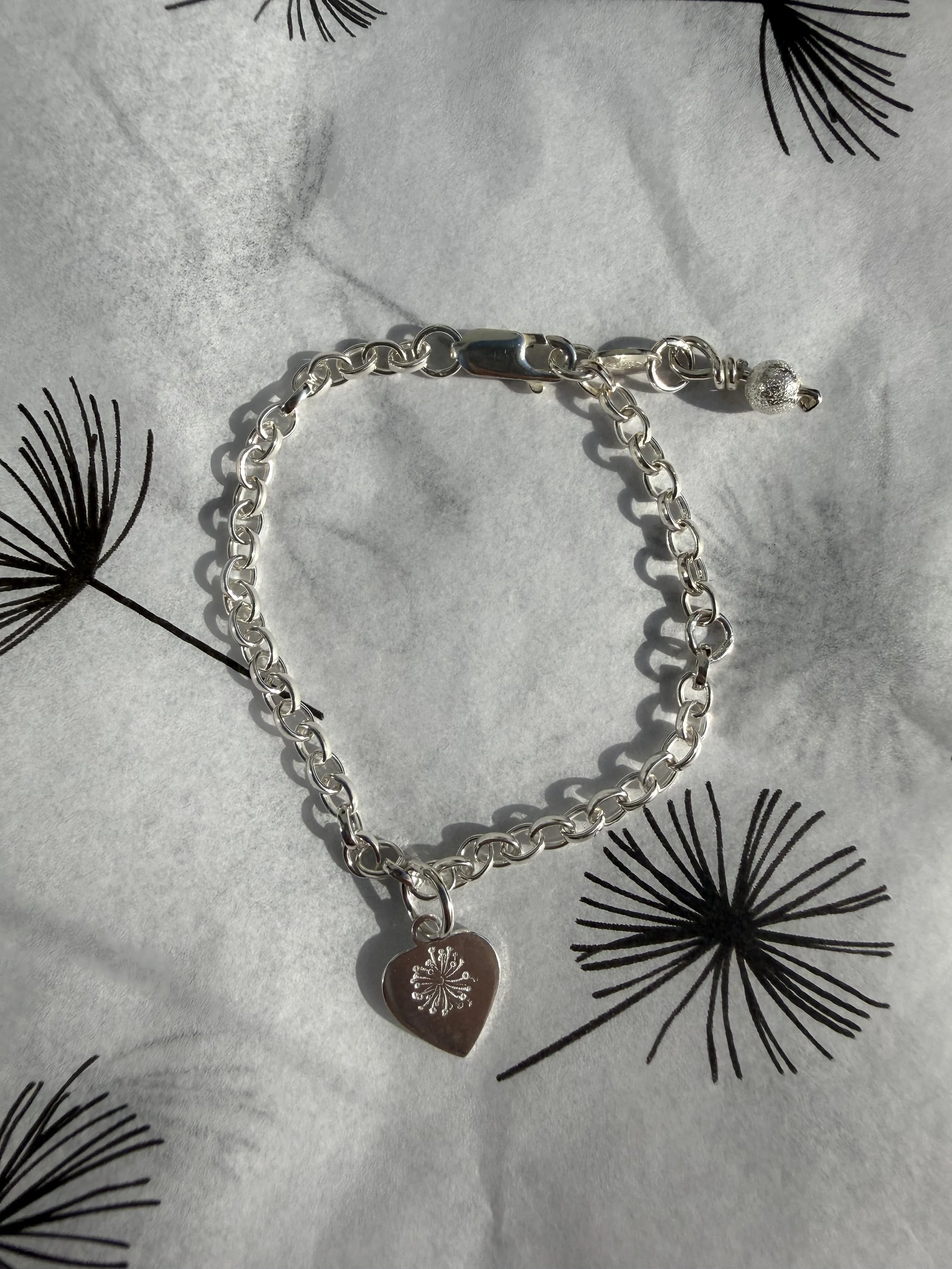 Military Child Dandelion Silver Bracelet