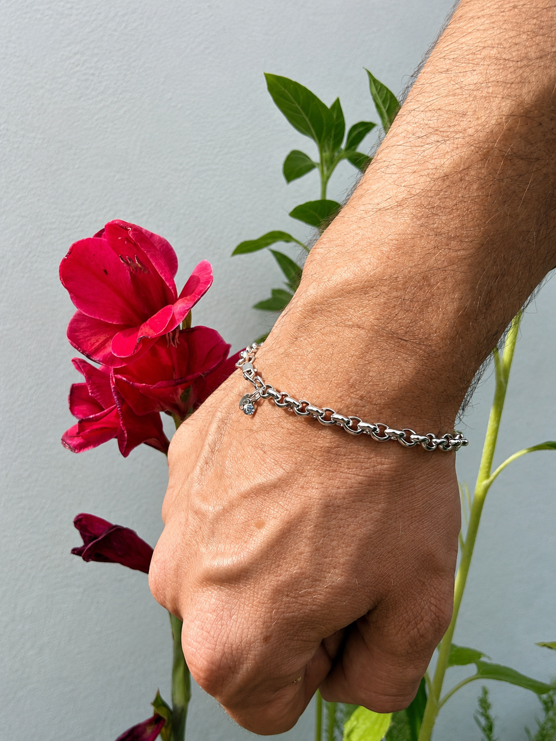 Men’s Silver Belcher Birthstone Bracelet
