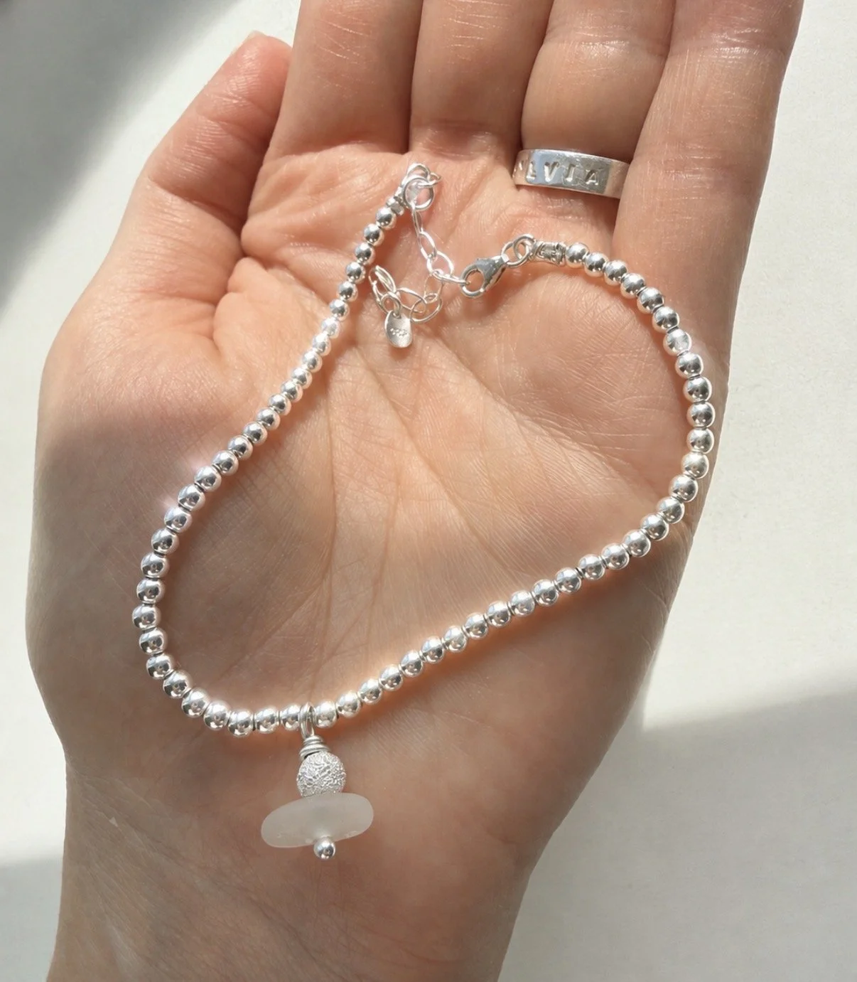 Cyprus Sea Glass Beaded Bracelet