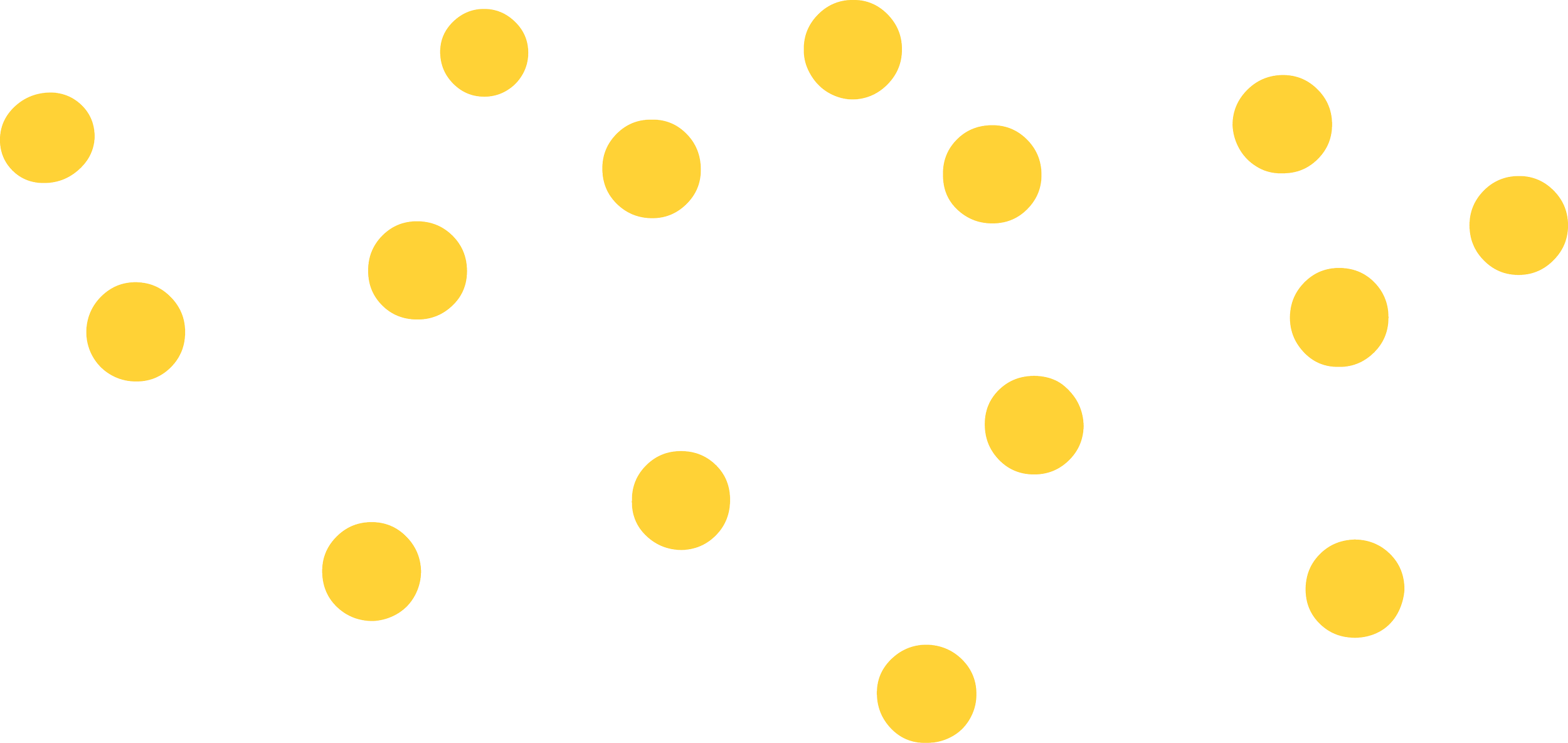 A bowling ball with multiple yellow bowling pins scattered around it.