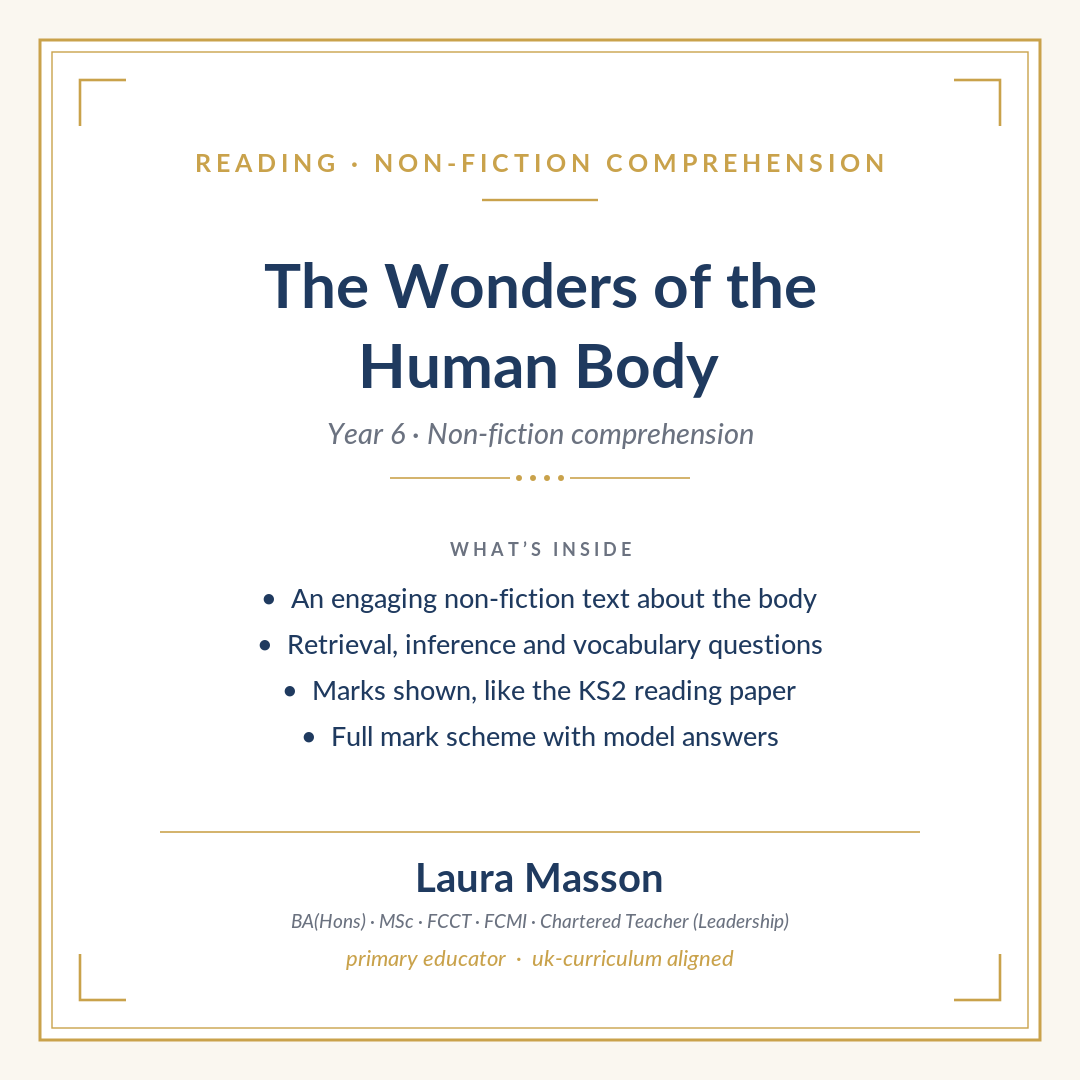 Year 6 Non-Fiction Comprehension — The Human Body
