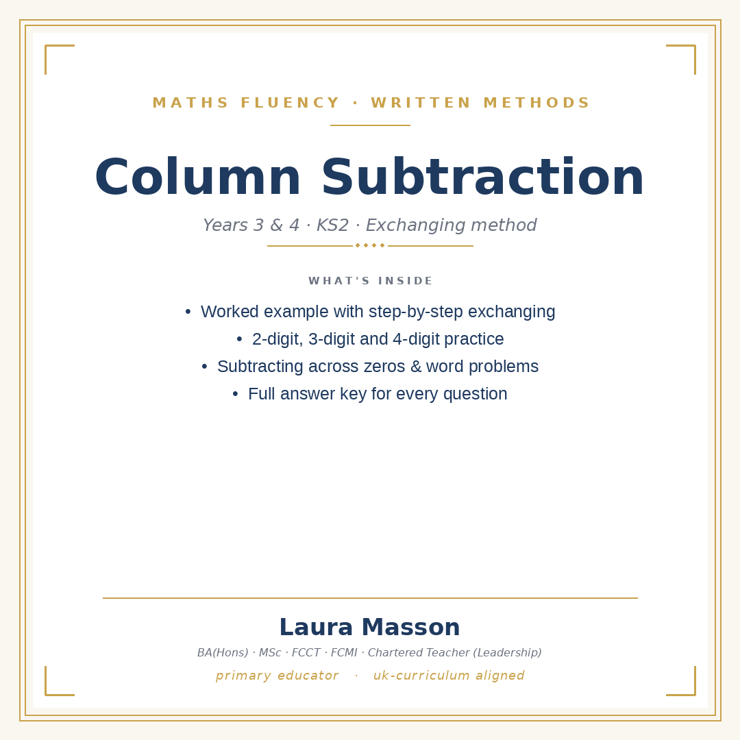 Column Subtraction with Exchanging Pack