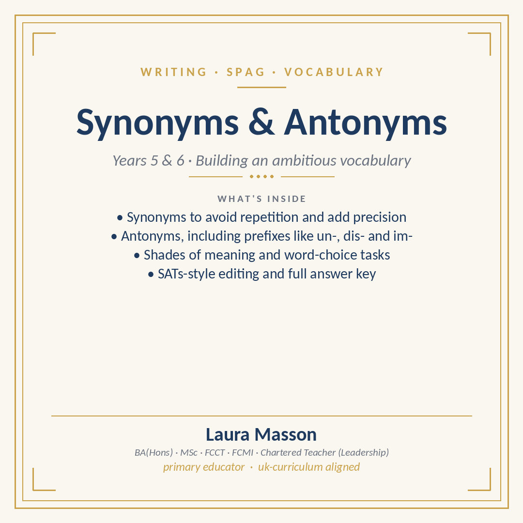 Synonyms and Antonyms Pack
