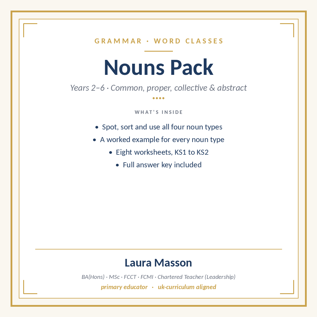 Nouns: Common, Proper, Collective and Abstract Pack