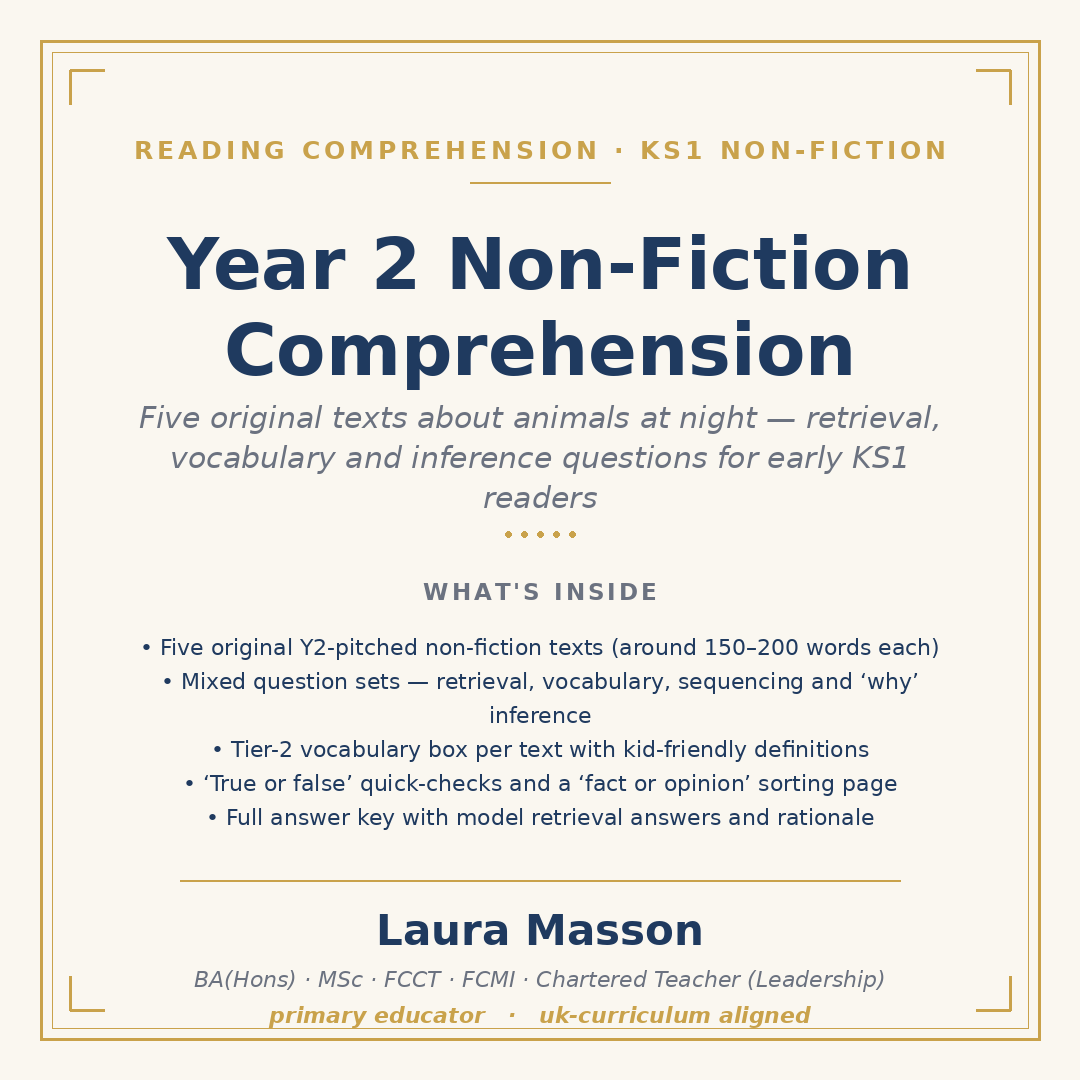 Year 2 Non-Fiction Comprehension — Animals at Night
