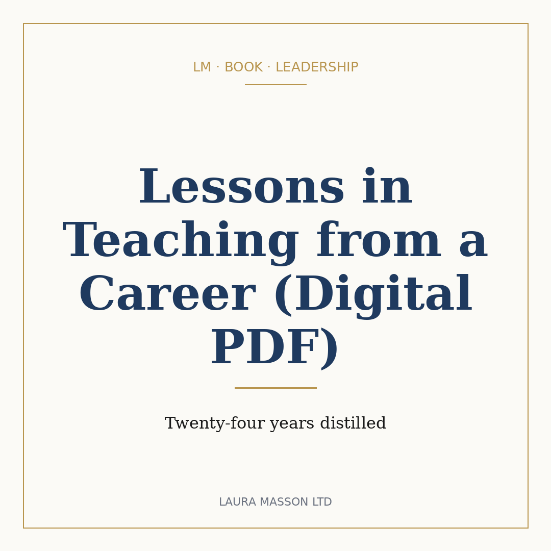 Lessons in Teaching from a Career (Digital PDF)