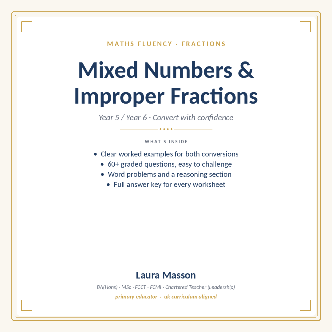 Mixed Numbers and Improper Fractions Pack