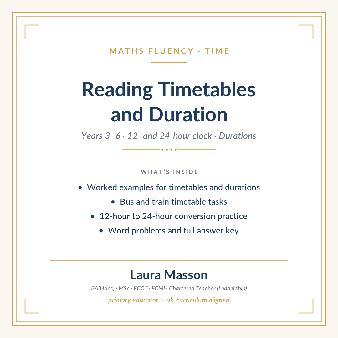 Reading Timetables and Calculating Duration Pack
