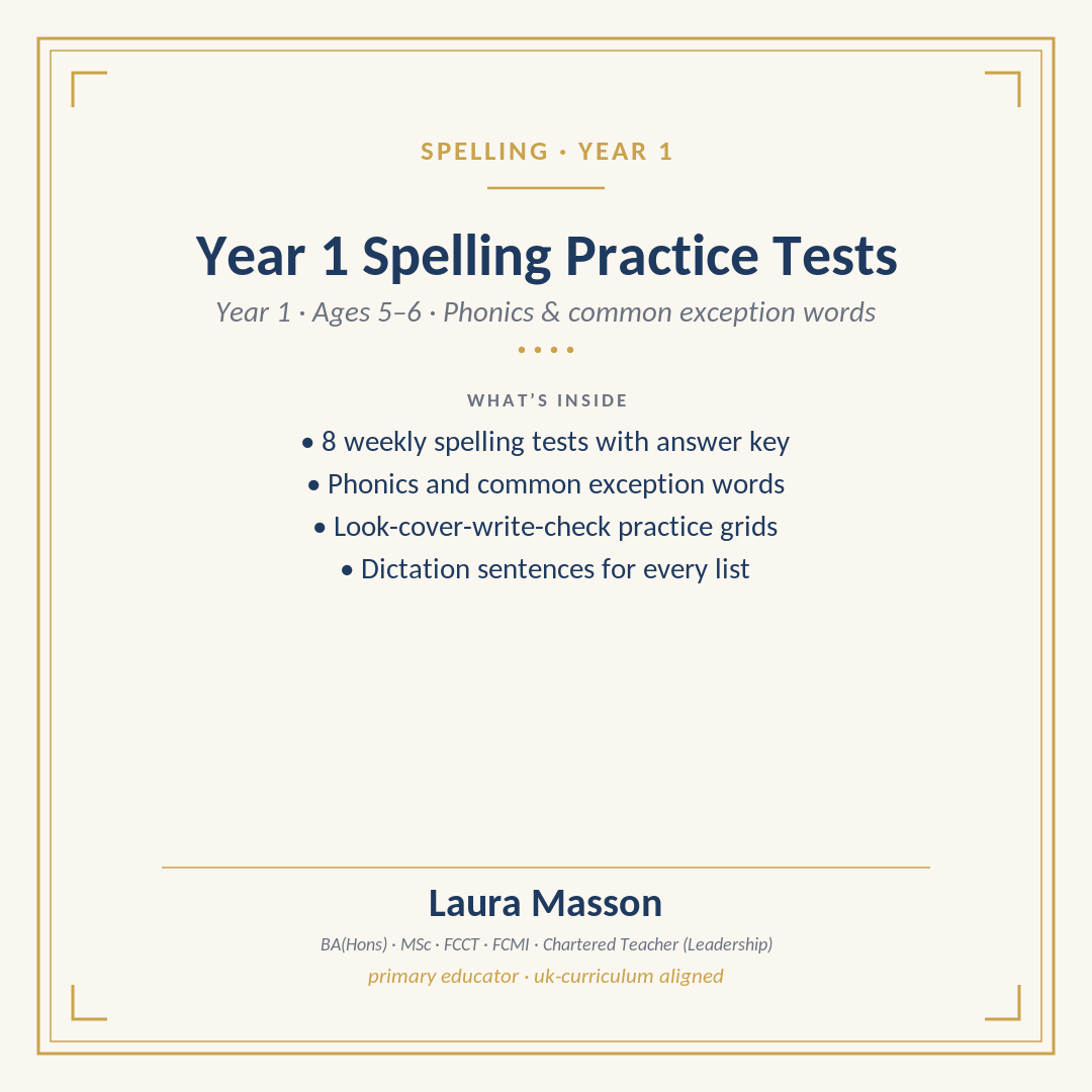 Year 1 Spelling Practice Tests