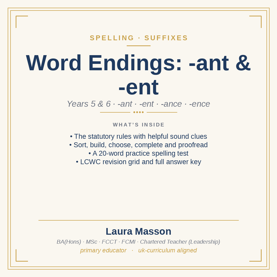 Word Endings: ant, ent, ance, ence Pack