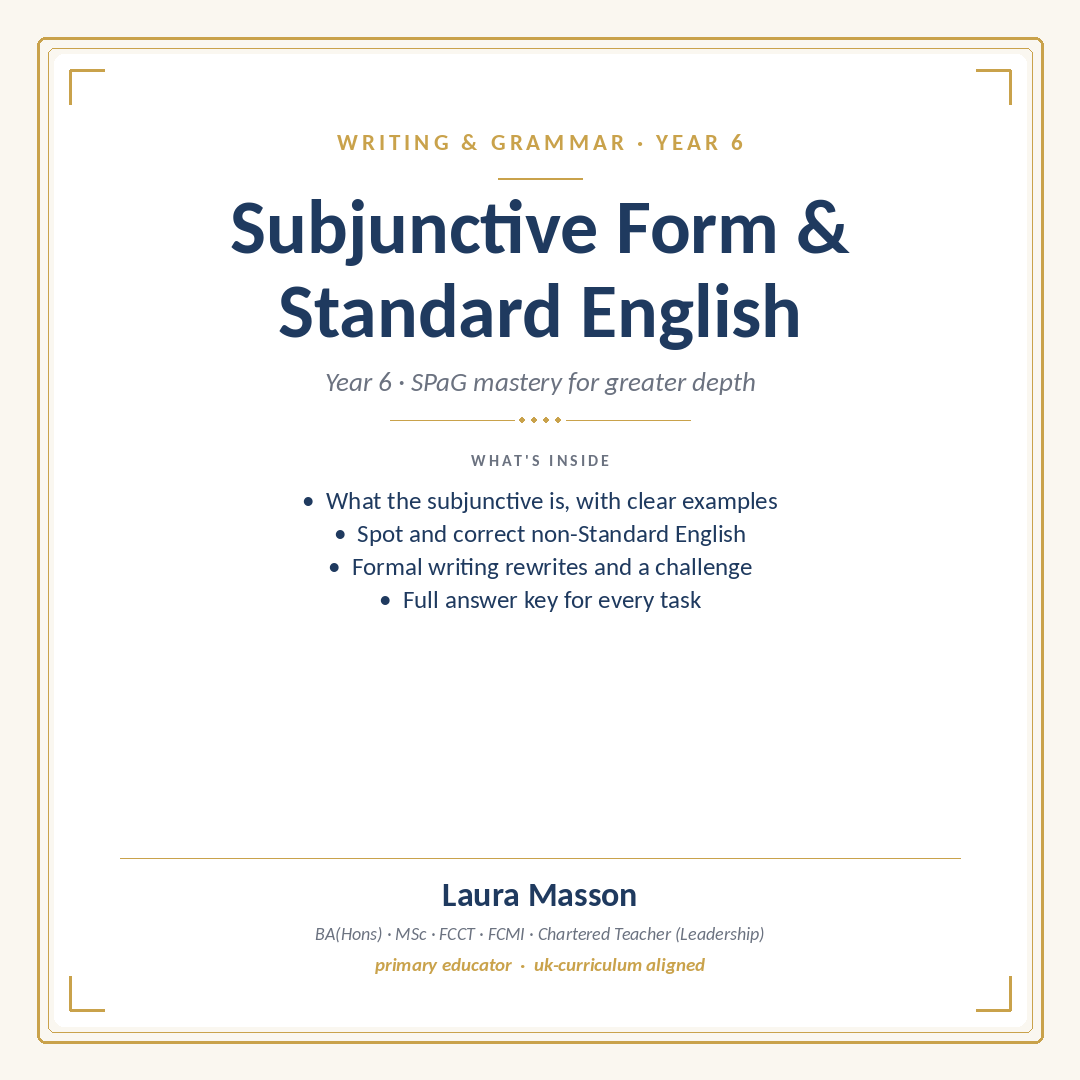 Subjunctive Form and Standard English Pack