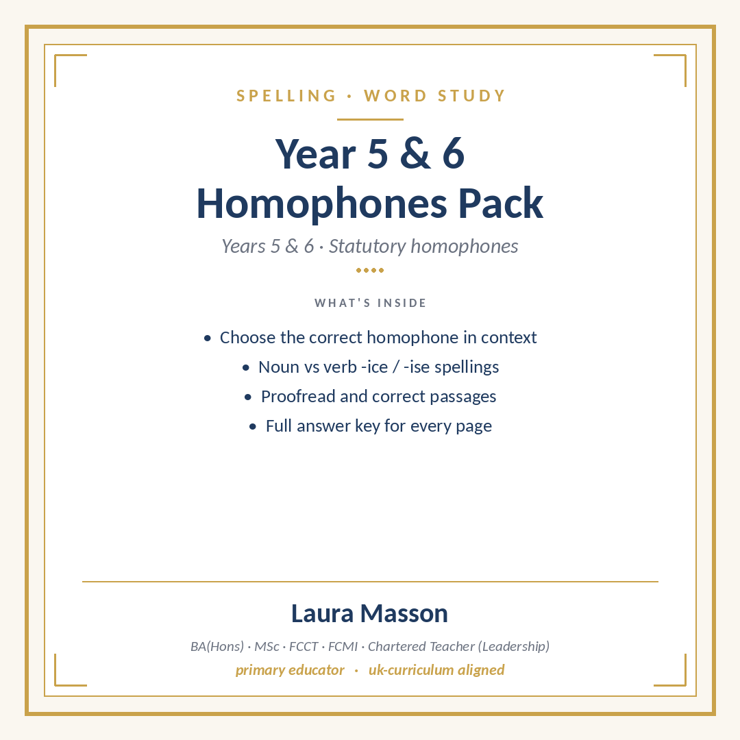 Year 5 and 6 Homophones Pack