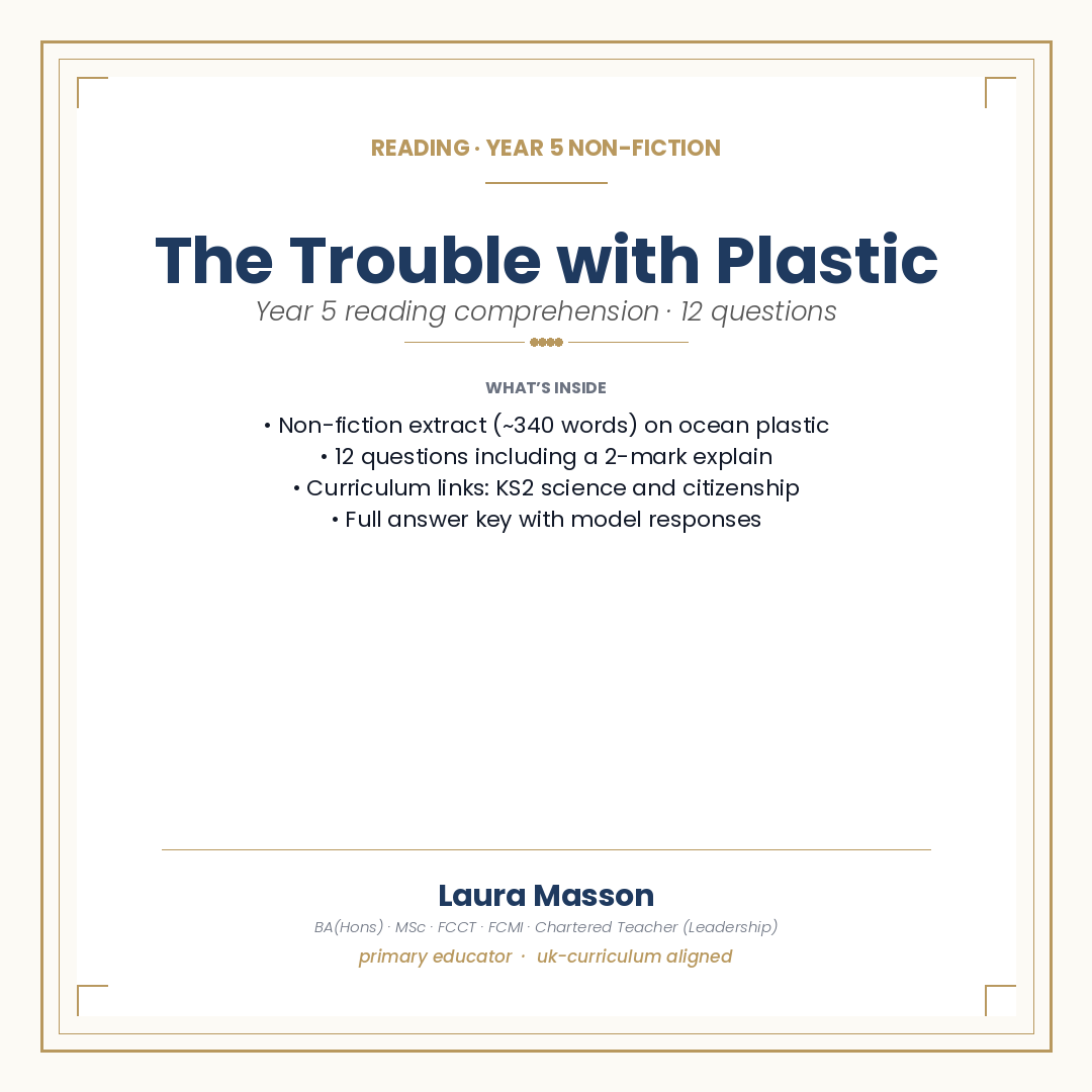 Year 5 Comprehension — The Trouble with Plastic